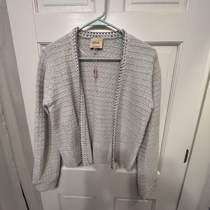 Grey Elie knit blazer with a silver chain outline